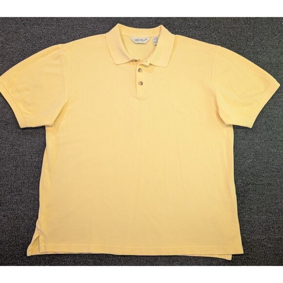 Eddie Bauer Polo Shirt Mens Large Yellow Short Sleeve Golf Activate Wear Light - Picture 2 of 7